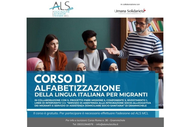 L’ALS MCL Sicilia promuove un corso di alfabetizzazione della lingua italiana per migranti